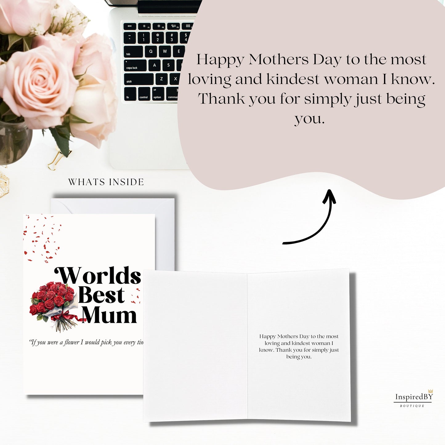 Worlds best mum card, nan card, Personalized mothers day card, beautiful card, Custom Mother’s Day card for Mother’s Day gift for mum