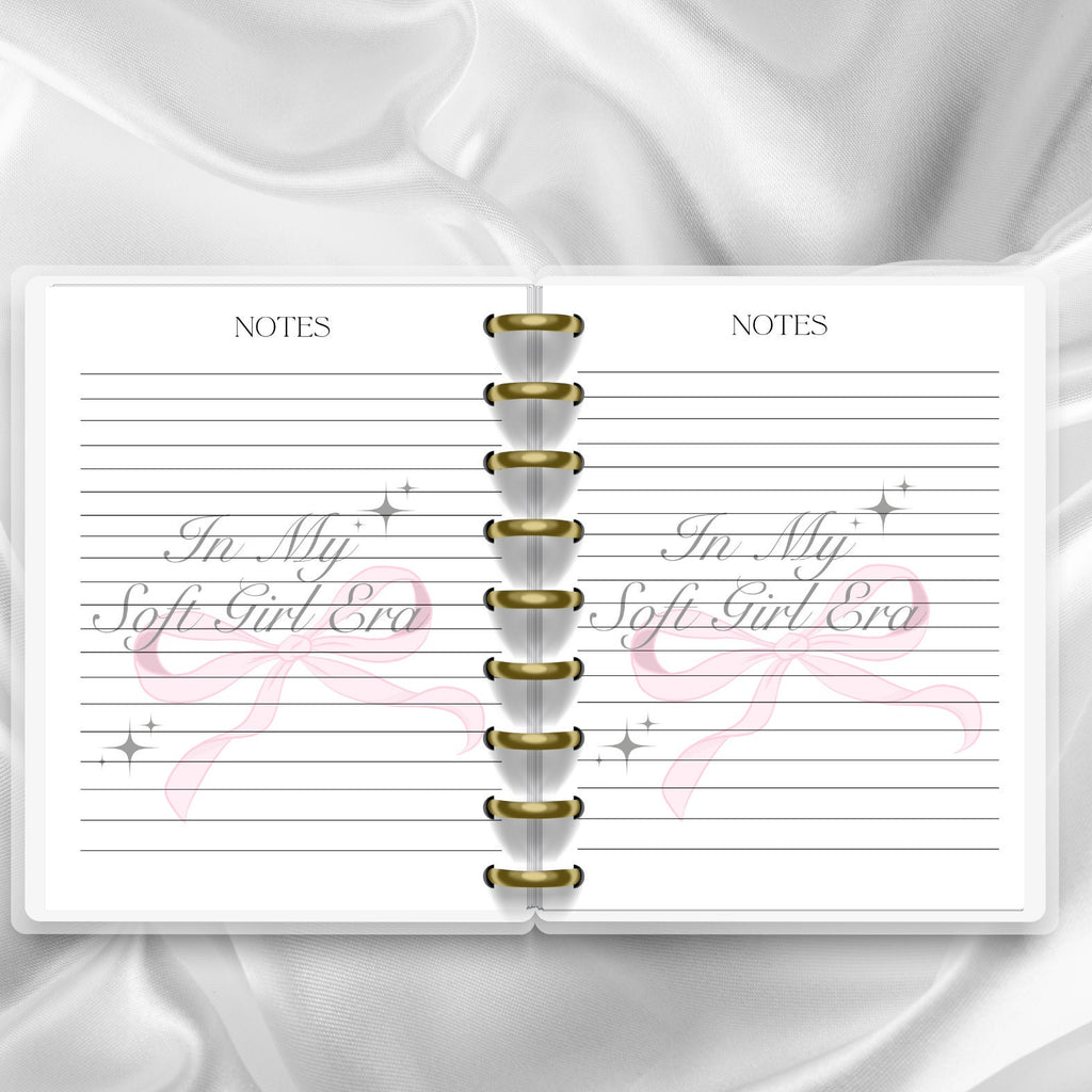 COQUETTE BOW NOTEBOOK , Journal, Happy Planner, Pretty Notebook, Pink Notebook, Planner inserts, Girly, gifts for her, Disc Bound Notebook