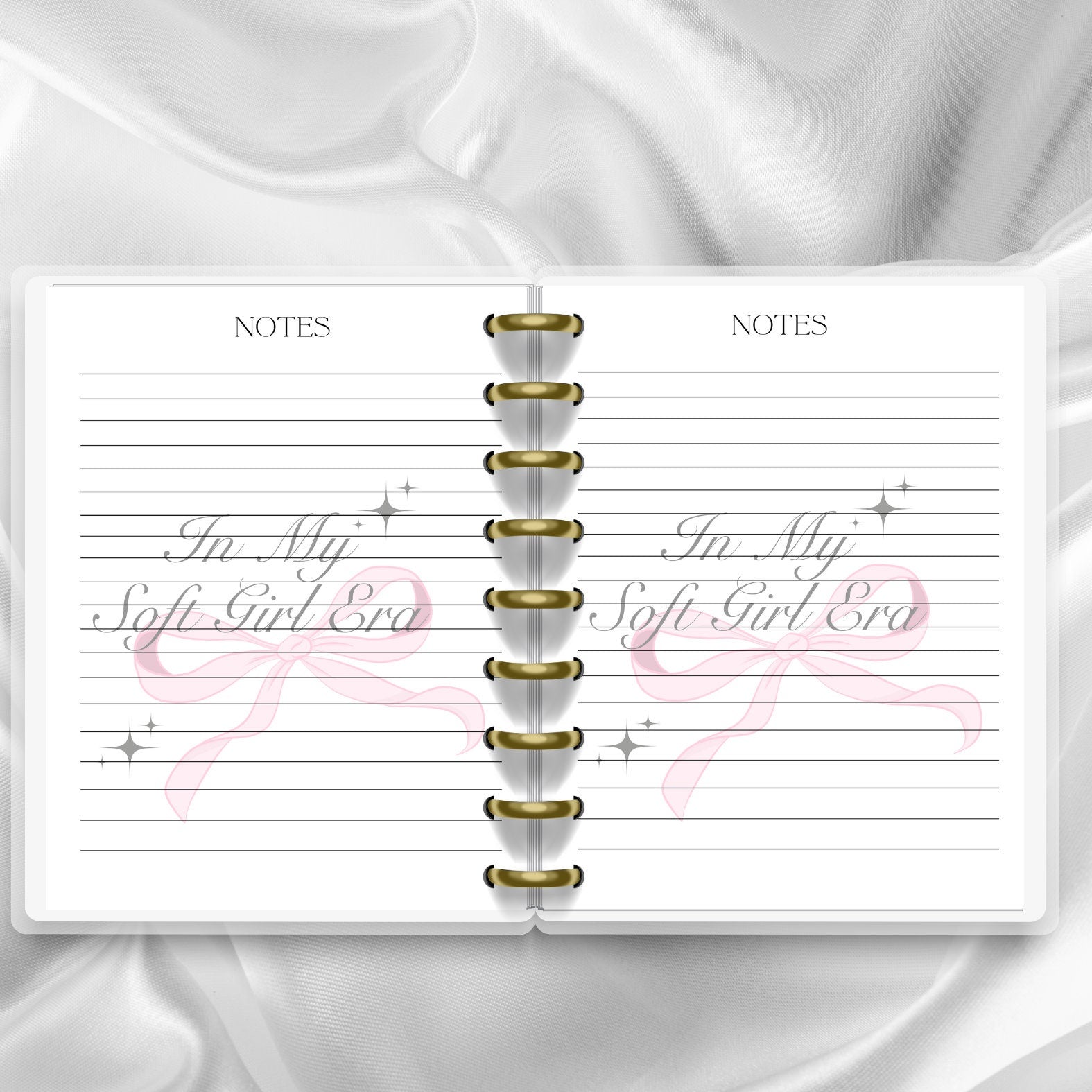 COQUETTE BOW NOTEBOOK , Journal, Happy Planner, Pretty Notebook, Pink Notebook, Planner inserts, Girly, gifts for her, Disc Bound Notebook