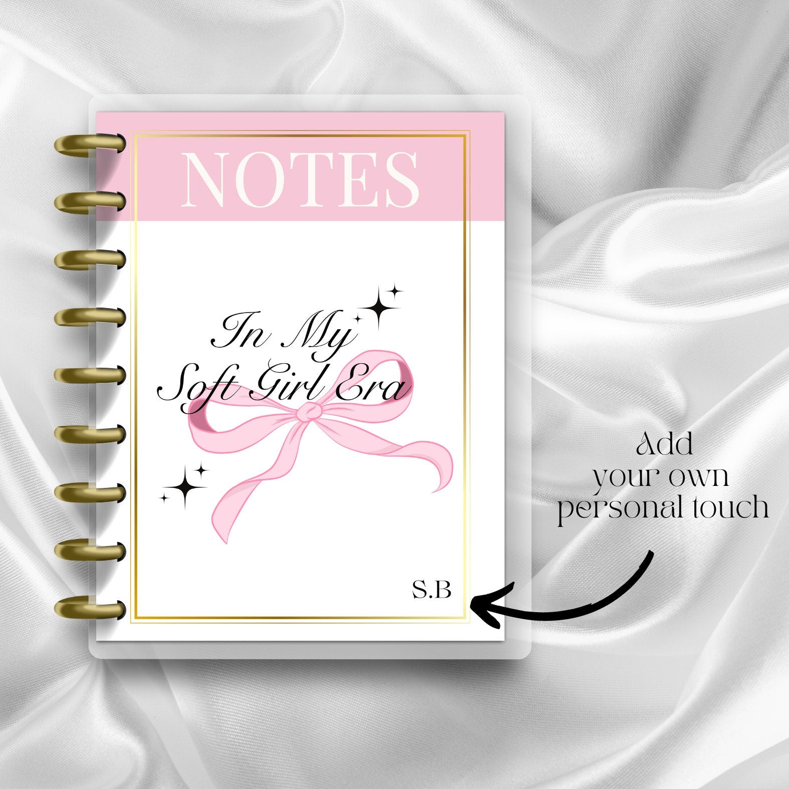 COQUETTE BOW NOTEBOOK , Journal, Happy Planner, Pretty Notebook, Pink Notebook, Planner inserts, Girly, gifts for her, Disc Bound Notebook