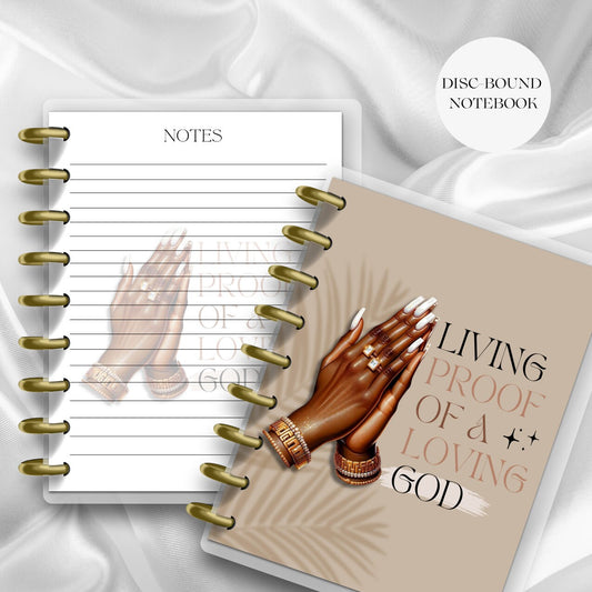 PRAYER HANDS NOTEBOOK , Happy Planner, Christian Notebook, Faith Notebook, prayer journal, gifts for her, Disc Bound Notebook