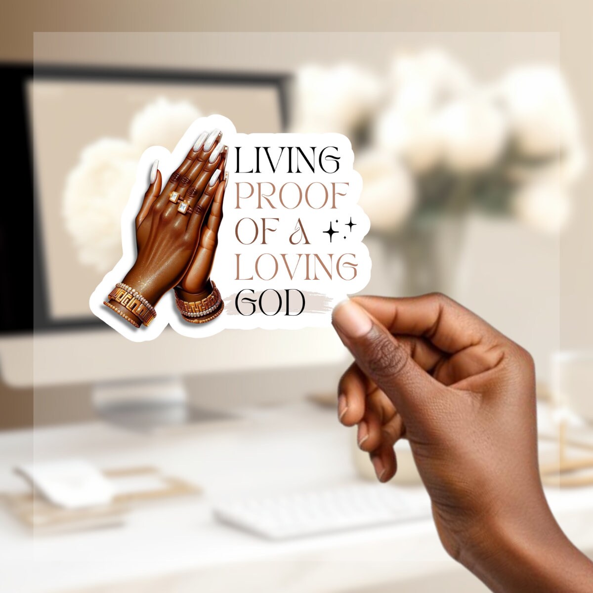 PRAYER HANDS STICKER | Pretty sticker | cute sticker | Girly sticker | christian sticker | gift for her | Girly Gift, faith sticker