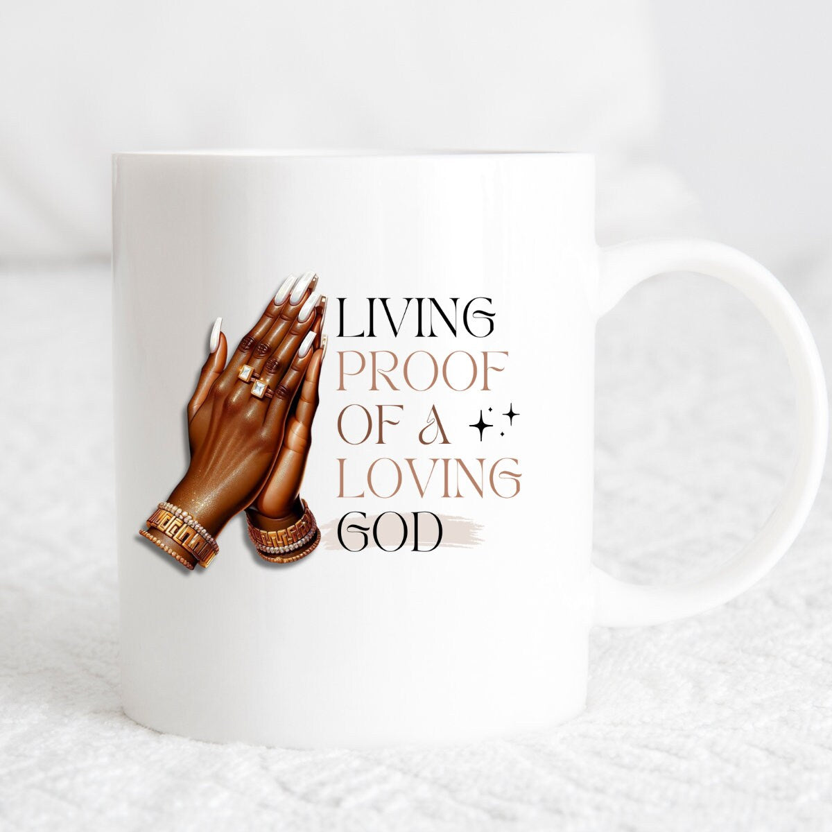 PRAYER HANDS 11 oz Mug | Ceramic Mug | Unique Mug | Gift | Melanin | Black woman | Friendship Gift | Thank You Gift | CHRISTIAN gift | Faith