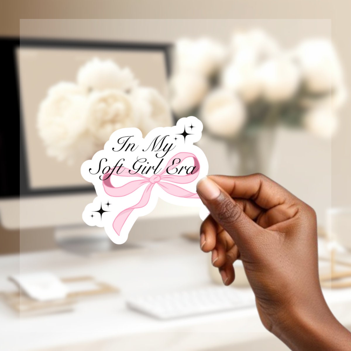 COQUETTE BOW STICKER | Pretty sticker | cute sticker | Girly sticker | bow sticker | gift for her | Girly Gift, soft girl era, pink sticker