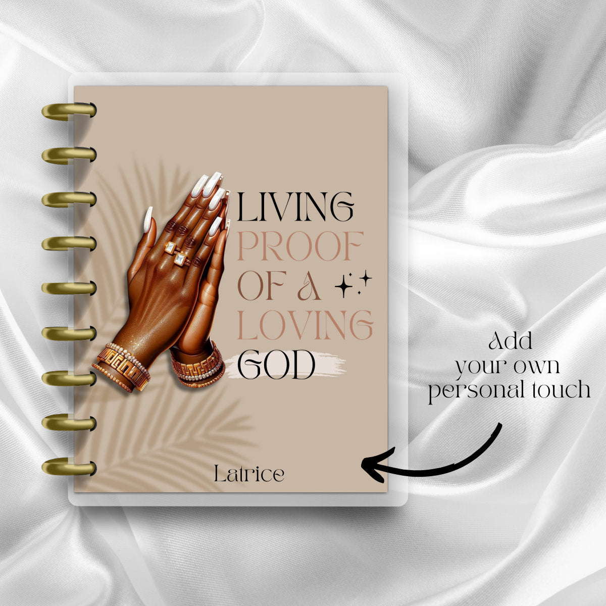 PRAYER HANDS NOTEBOOK , Happy Planner, Christian Notebook, Faith Notebook, prayer journal, gifts for her, Disc Bound Notebook