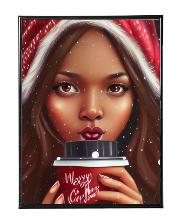 Sipping Coffee Xmas Poster