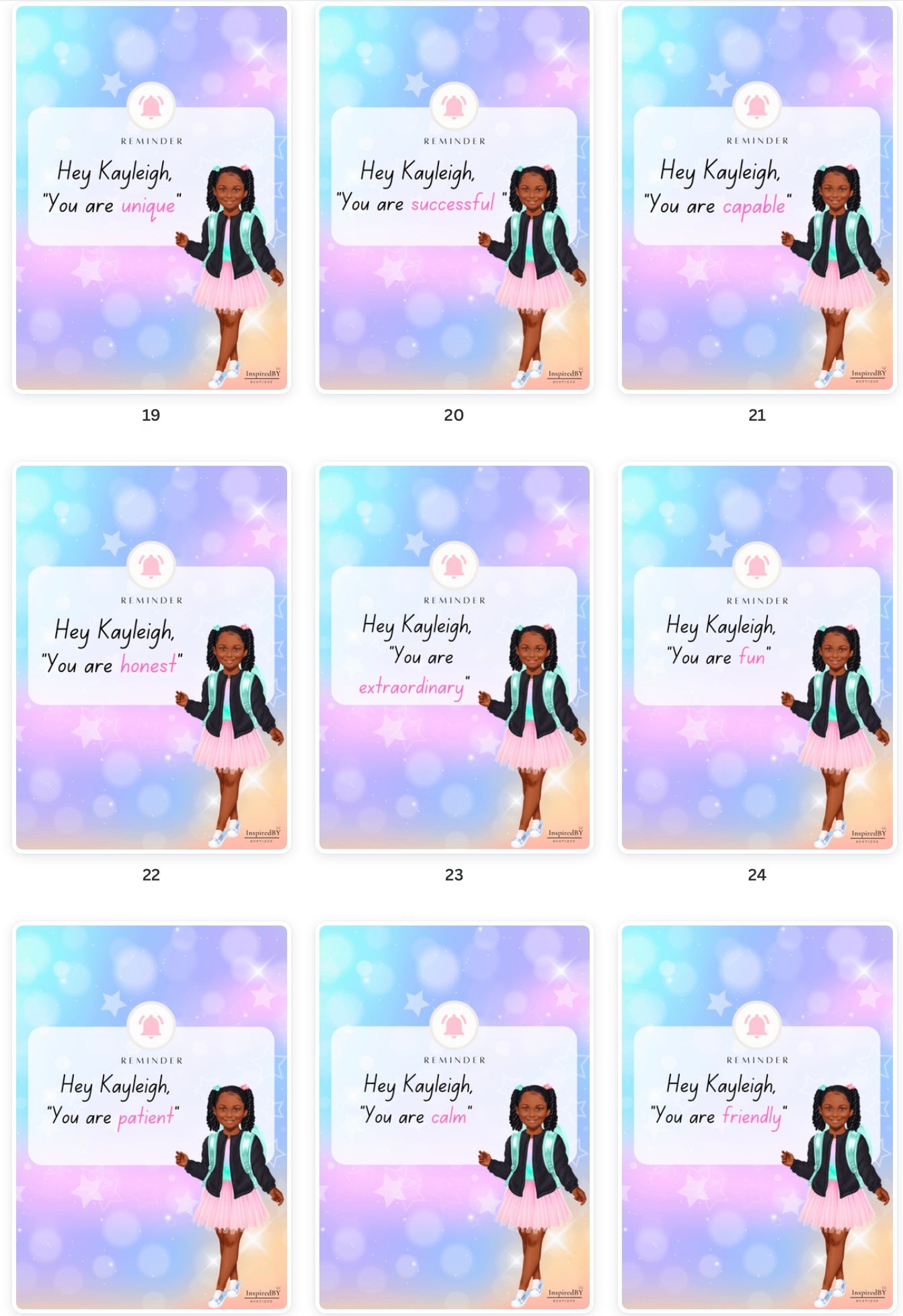 Kids Personalized Affirmation Cards