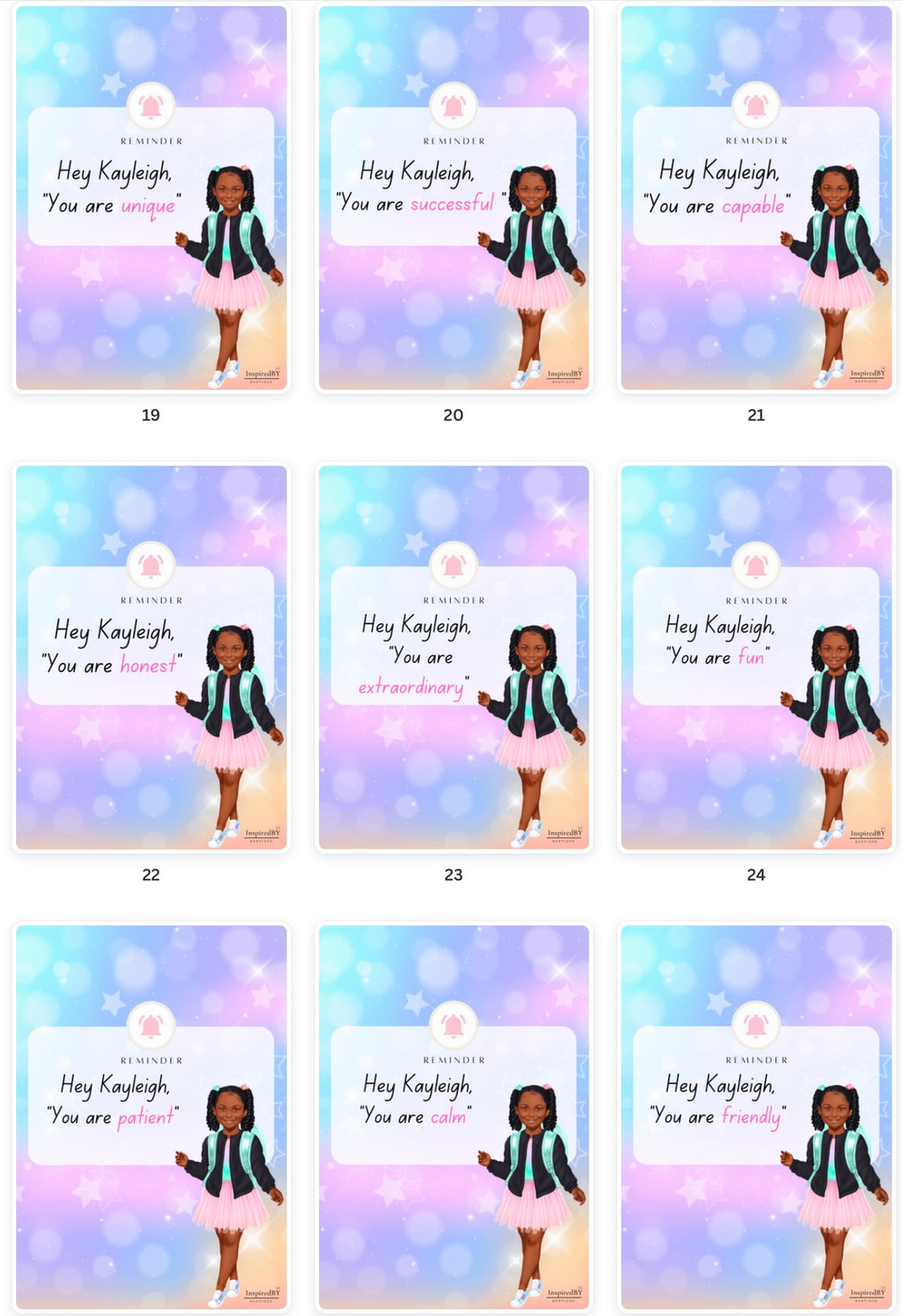 Kids Personalized Affirmation Cards