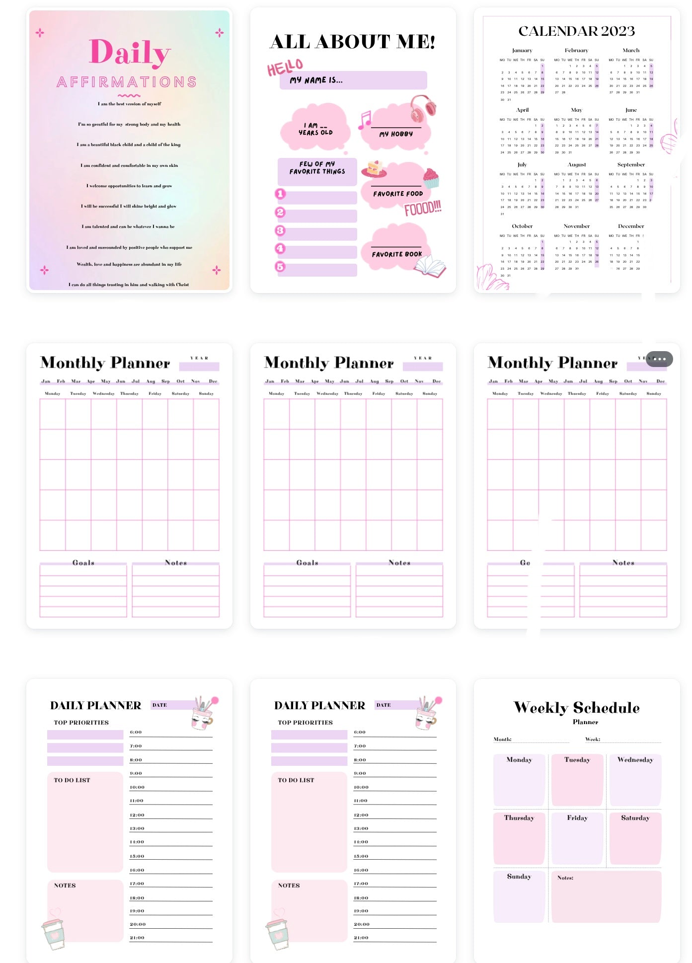 Girly Custom Planner